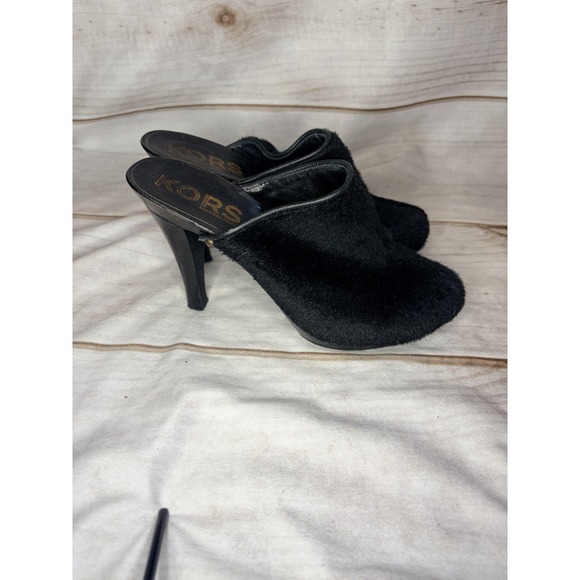 KORS Michael Kors Black Calf Hair Mule Heels 6M Slip On Quiet Luxury Minimalist - Picture 3 of 5
